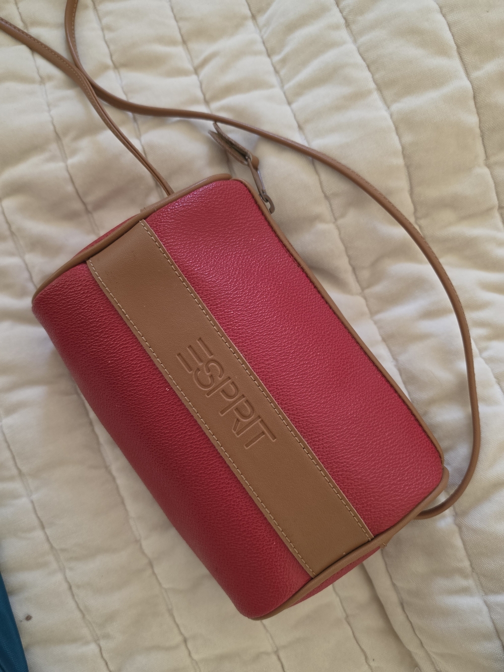 Esprit Pink and Tan Pebbled Crossbody Bag